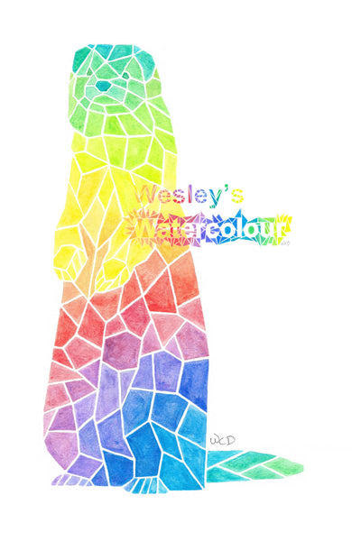 Watercolour Print of Rainbow Ferret
