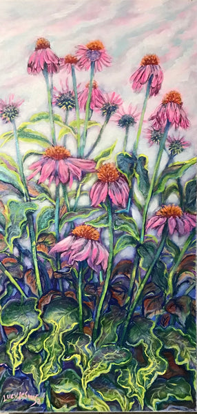 Cone Flowers Celebrating - Original painting by Lucy De Sousa