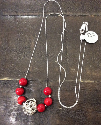 Apple a Day Red Coral Necklace - by Leslie Welfare