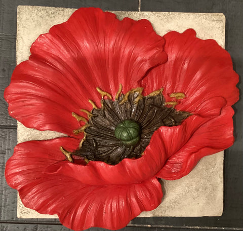 Single Poppy With Green Center Wall Tile