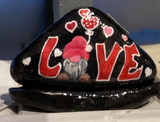 Painted Rock - Love gnome with stand