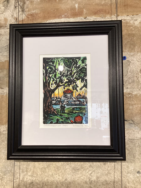 Framed Linocut Art (5 by7) - Original Linocut Print by Rebecca McKelvie