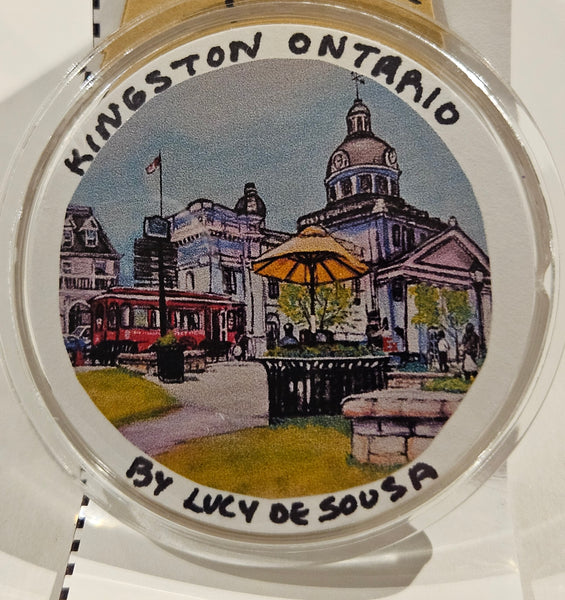 Kingston Scene or cute animal acrylic Pin, by Lucy De Sousa