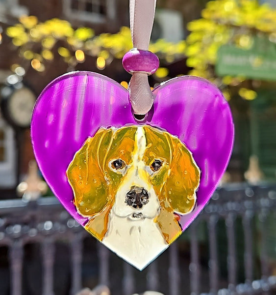3 inch Heart Suncatcher handpainted by Lucy De Sousa
