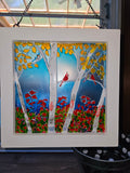 Framed suncatchers or round, in various sizes, original glass art by Lucy De Sousa