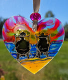 3 inch Heart Suncatcher handpainted by Lucy De Sousa