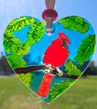 3 inch Heart Suncatcher handpainted by Lucy De Sousa