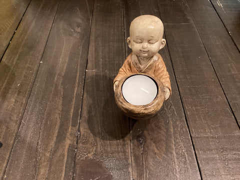 Baby Monk With Bowl Tea Light Candle Holder