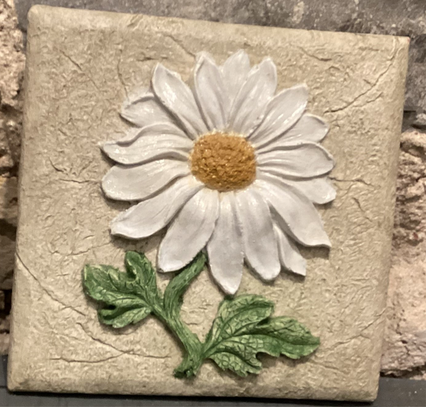 Small Single Daisy In The Wind Wall Tile