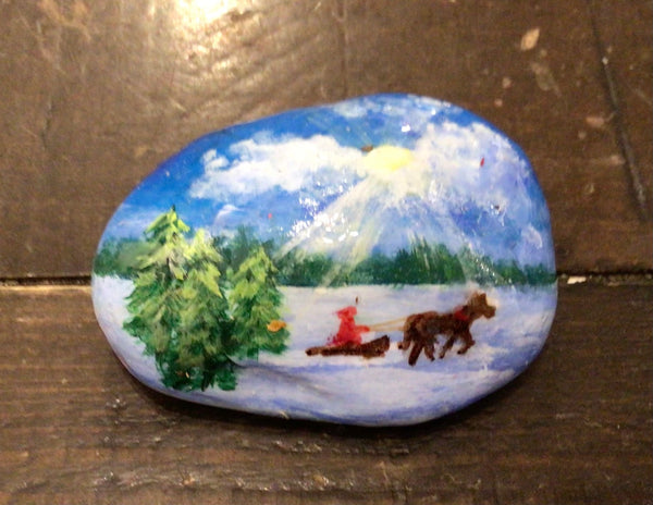 Painted Rock - winter sleigh RCK175