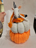 Zebra on Pumpkins Centerpiece crocheted by Lucy De Sousa