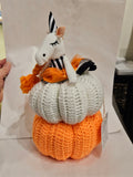Zebra on Pumpkins Centerpiece crocheted by Lucy De Sousa
