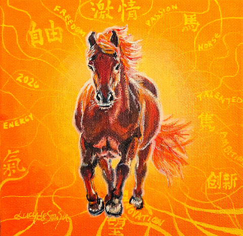 Fire Horse original painting by Lucy De Sousa