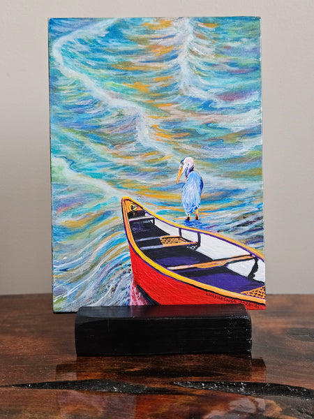 Red Canoe- original painting by Lucy De Sousa