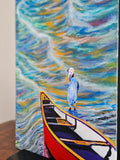 Red Canoe- original painting by Lucy De Sousa