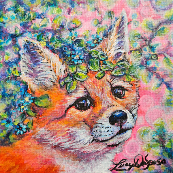 Marigold, baby fox original painting by Lucy De Sousa