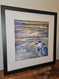 The Master of Patience, Great Blue Heron original painting by Lucy De Sousa