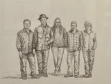 The Tragically Hip graphite portrait drawing original by Lucy De Sousa