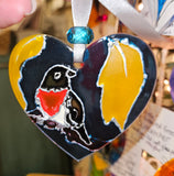 3 inch Heart Suncatcher handpainted by Lucy De Sousa