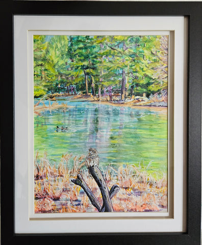 While the Owl Sleeps original painting by Lucy De Sousa