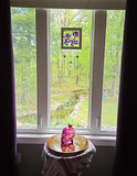 Purple Clematis Wind Chime Suncatcher, original glass art by Lucy De Sousa