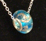 Pandora Necklace Lampwork Glass on Silver Plated Chain by Rebecca Coutlee