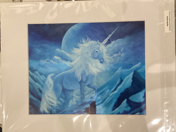 Frosty Unicorn. Giclee print by Elaine Burke