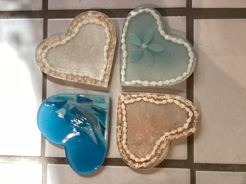 I Love the Beach Heart Coasters