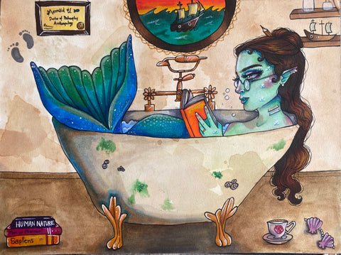Dr. Mermaid’s Day Off - original painting by Kyla Mayne