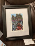 Framed Linocut Art (5 by7) - Original Linocut Print by Rebecca McKelvie