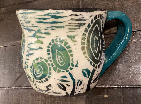 Small mug funky green flower by Yolande