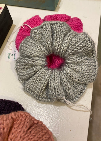 Hand knit scrunchies by Willow