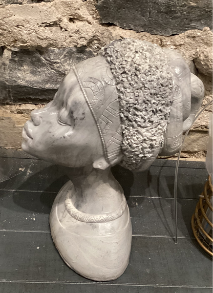 African Lady Moisha Exhaling Concrete Bust - Martello Alley