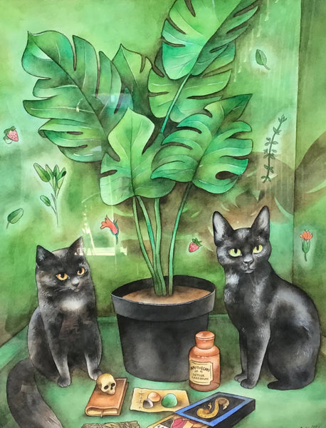 Witch’s Familiars - original watercolour by Suzie Komza