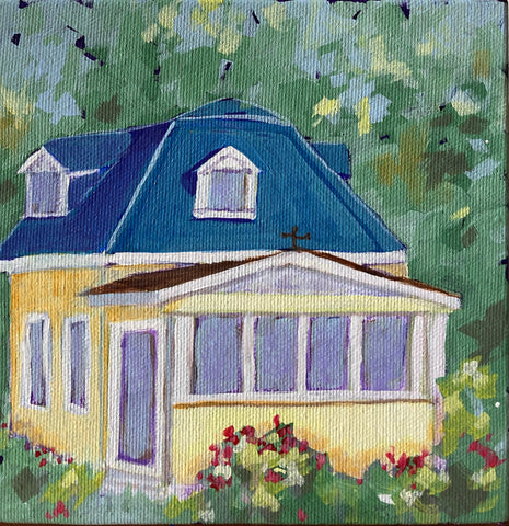 Yellow Cottage - small original by Martha Stroud