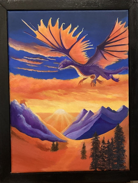 Flying into the sunset - original painting by Elaine Burke