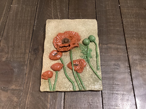 Poppies In The Wind Wall Tile by Concrete Design Studio