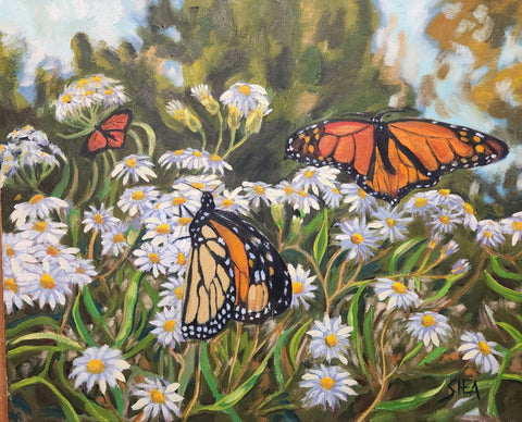 Monarchs and Daisies - original art by Pat Shea