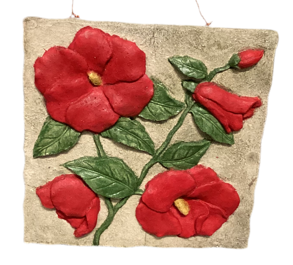Small Hollyhocks In The Wind Wall Tile