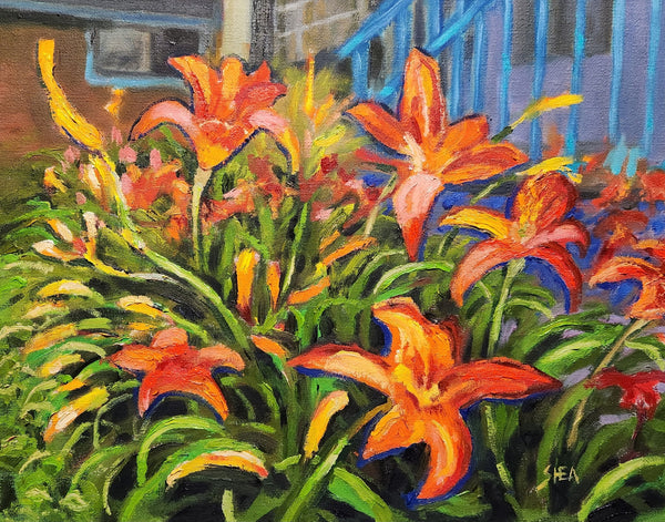 Lilies on Rockford - original art by Pat Shea