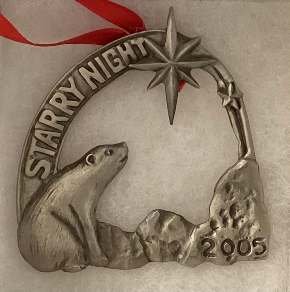 Pewter Christmas Ornament  - Starry Night by Cindy Johnson