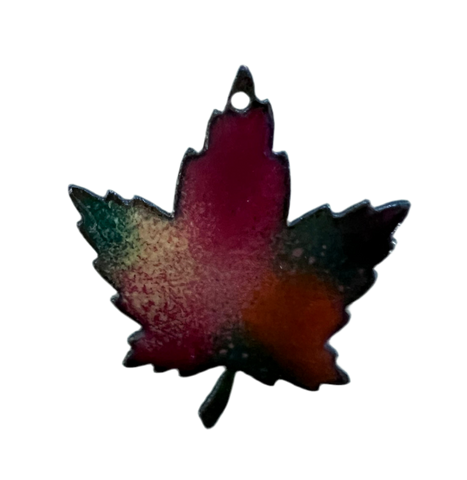 Copper & Enamel Maple Leaf Brooch by G.Y.H. Art