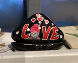 Painted Rock - Love gnome with stand