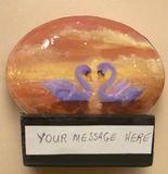 Painted Rock - Love swans at sunset