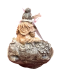 Hand Cast Concrete Guan Yin on a Foo Dog Tea light holder