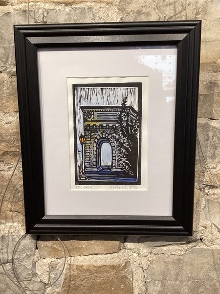 Framed Linocut Art (5 by7) - Original Linocut Print by Rebecca McKelvie