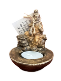 Hand Cast Concrete Guan Yin on a Foo Dog Tea light holder