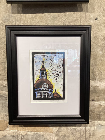 Framed Linocut Art (5 by7) - Original Linocut Print by Rebecca McKelvie