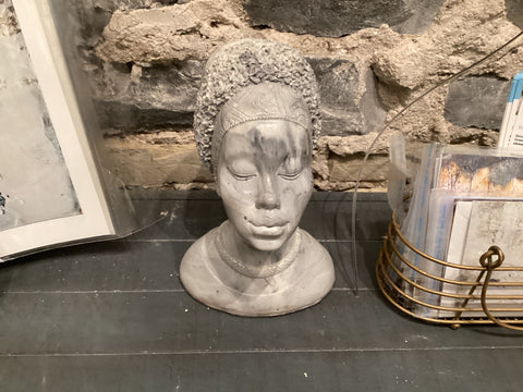 African Lady Moisha Exhaling Concrete Bust