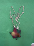 Copper & Enamel Maple Leaf Pendant by G.Y.H. Art
